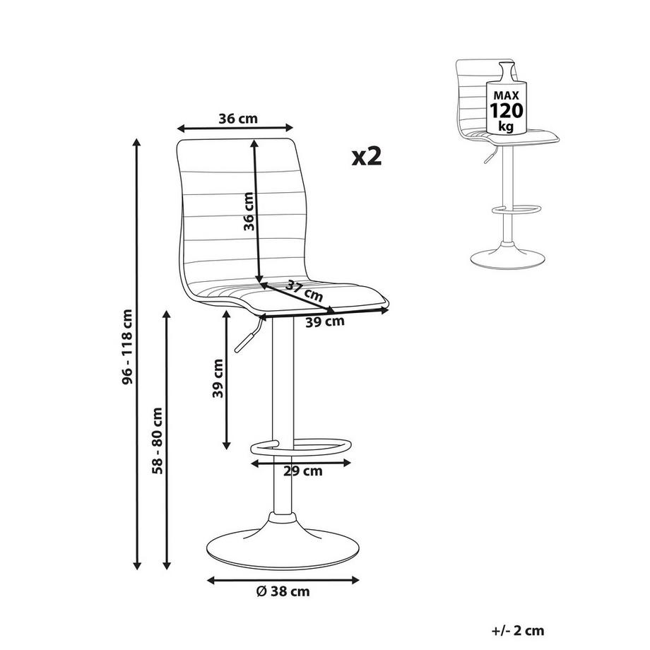 Beliani Set mit 2 Barstühlen aus Kunstleder Modern LUCERNE  