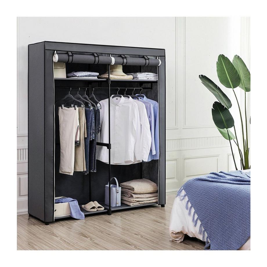 Calicosy Geräumiger Stoffschrank mit verstellbaren Regalen und Schienen  