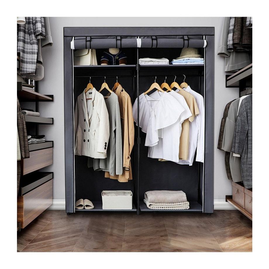 Calicosy Geräumiger Stoffschrank mit verstellbaren Regalen und Schienen  