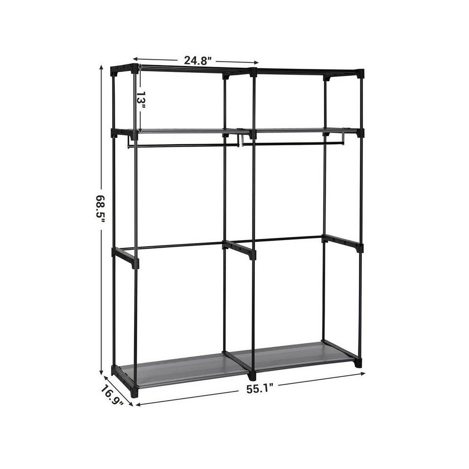 Calicosy Geräumiger Stoffschrank mit verstellbaren Regalen und Schienen  