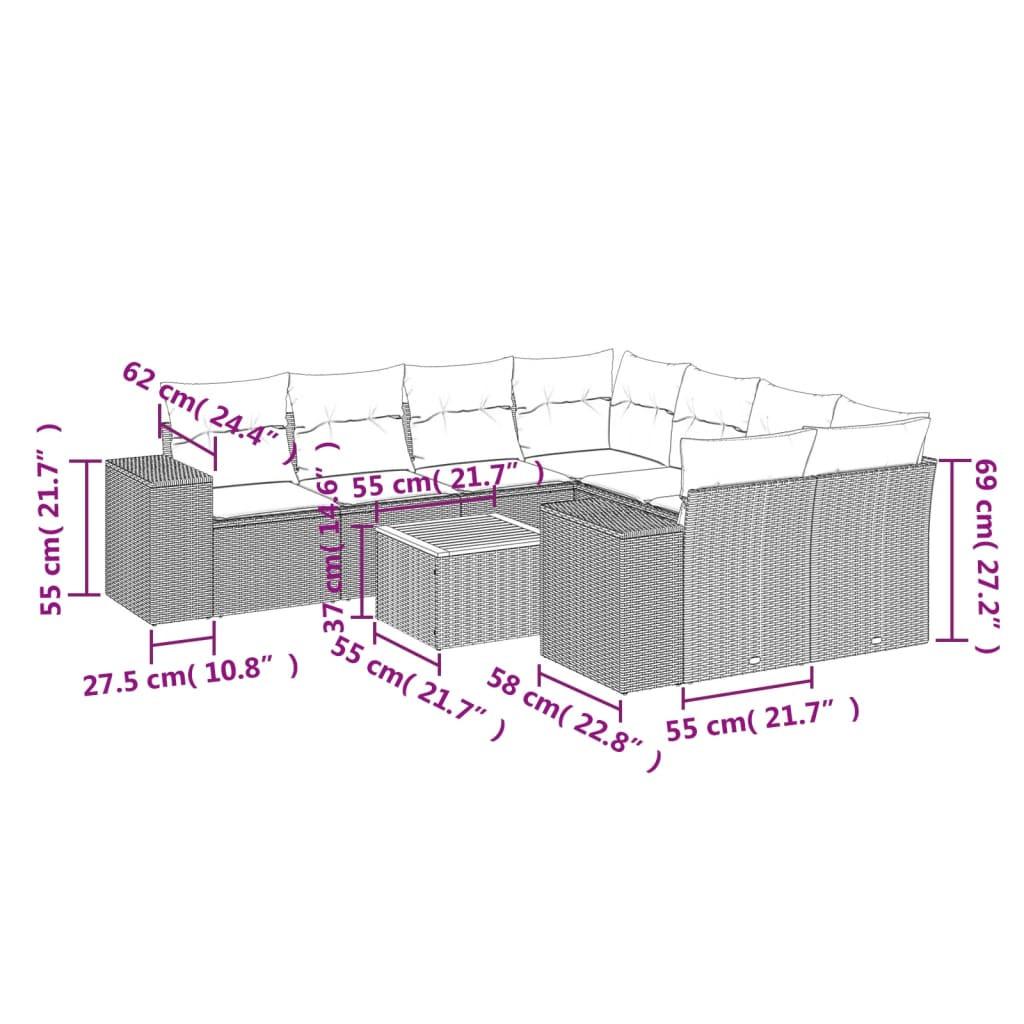 VidaXL Ensemble de canapés de jardin rotin synthétique  