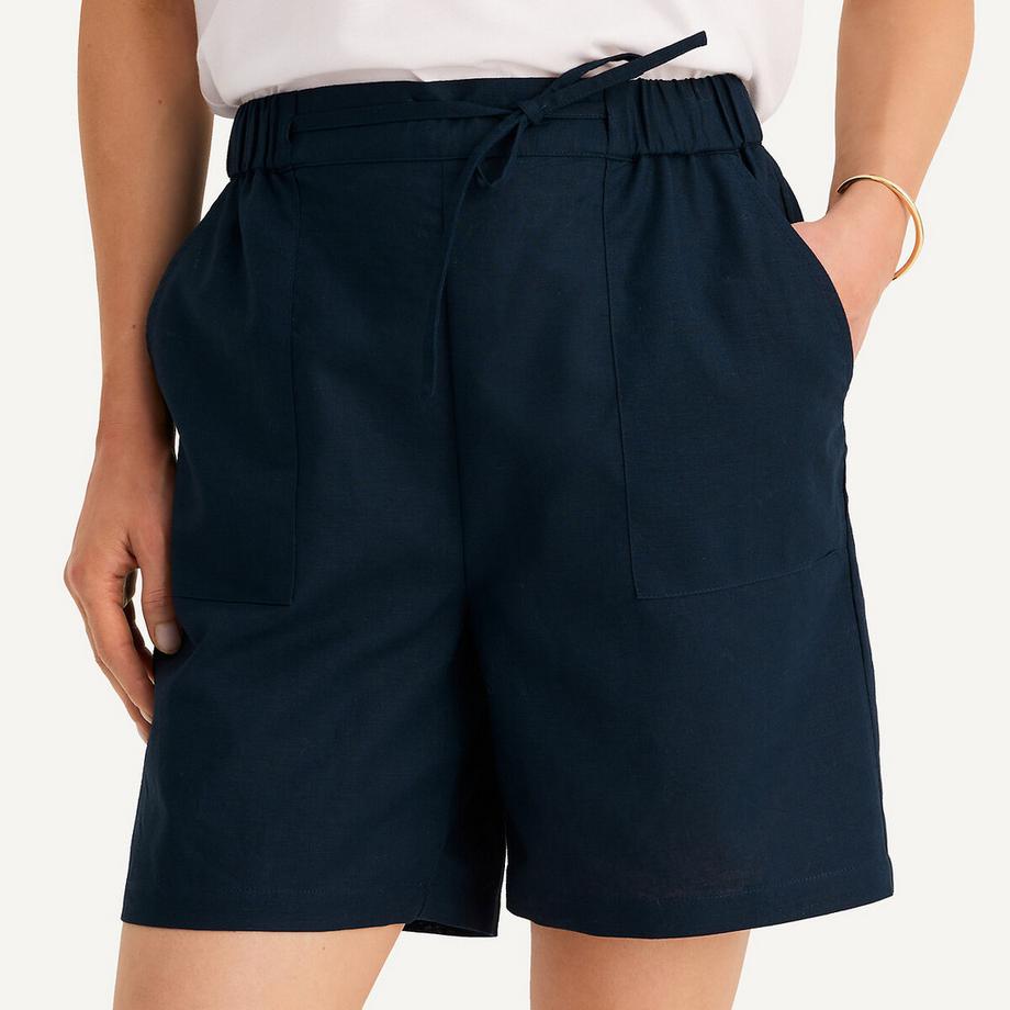 La Redoute Collections Short Lin Mélangé Taille Coulissée  