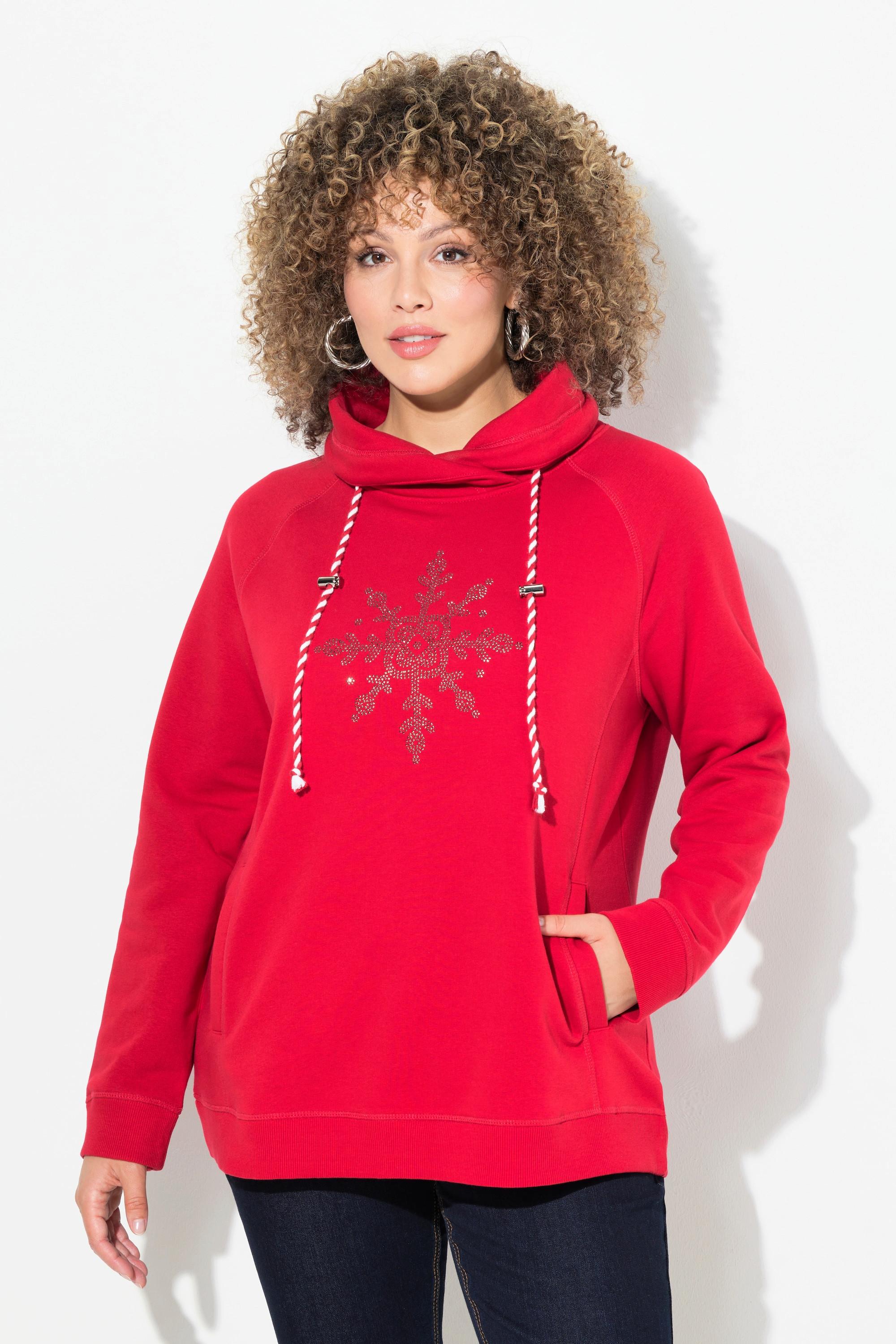 Ulla Popken  Sweatshirt, Eisstern, Stehkragen, Taschen, Langarm 