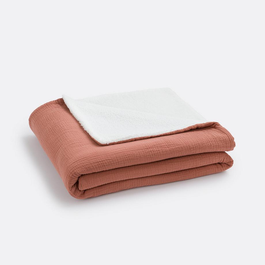 La Redoute Intérieurs Kumla Couverture Mousseline de Coton Polaire Teddy  