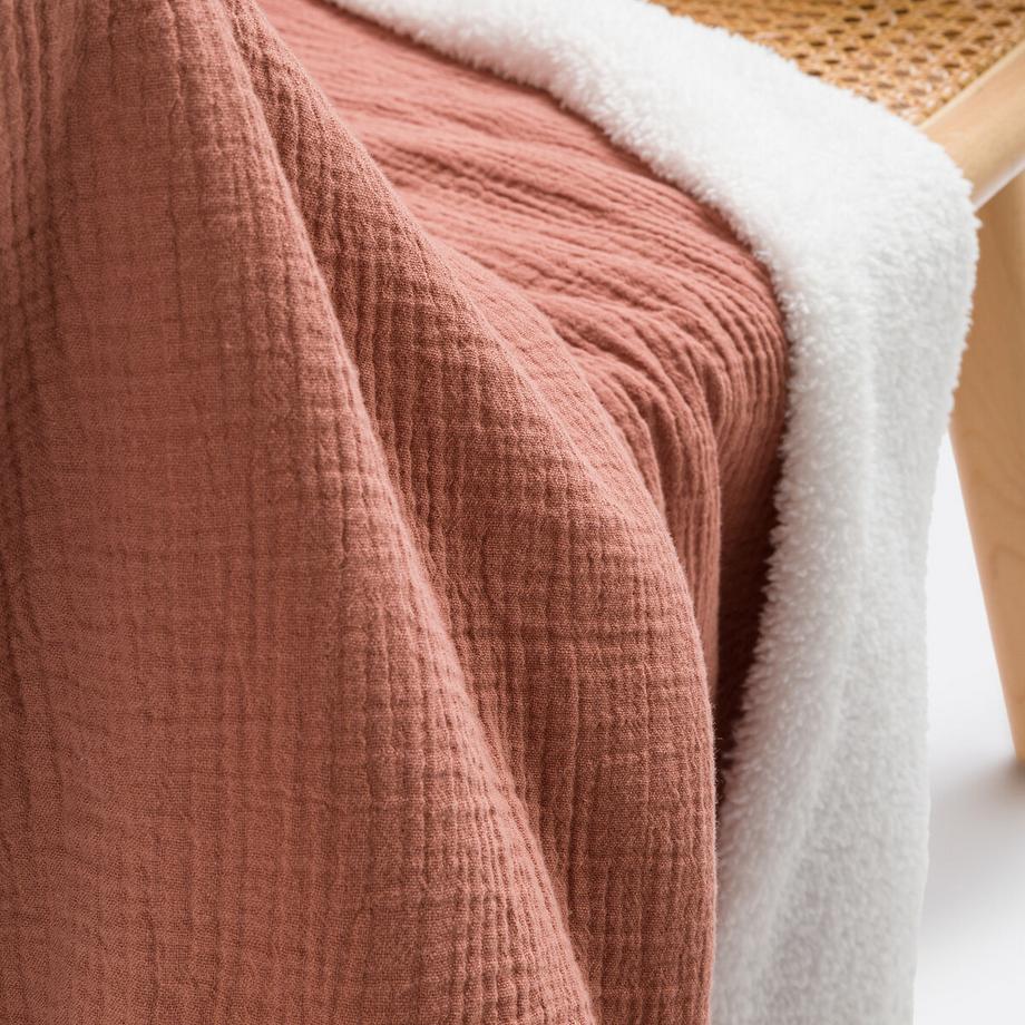 La Redoute Intérieurs Kumla Couverture Mousseline de Coton Polaire Teddy  