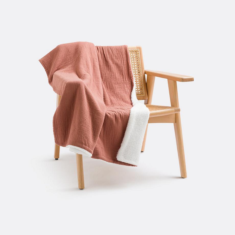 Plaid gaze de coton et sherpa