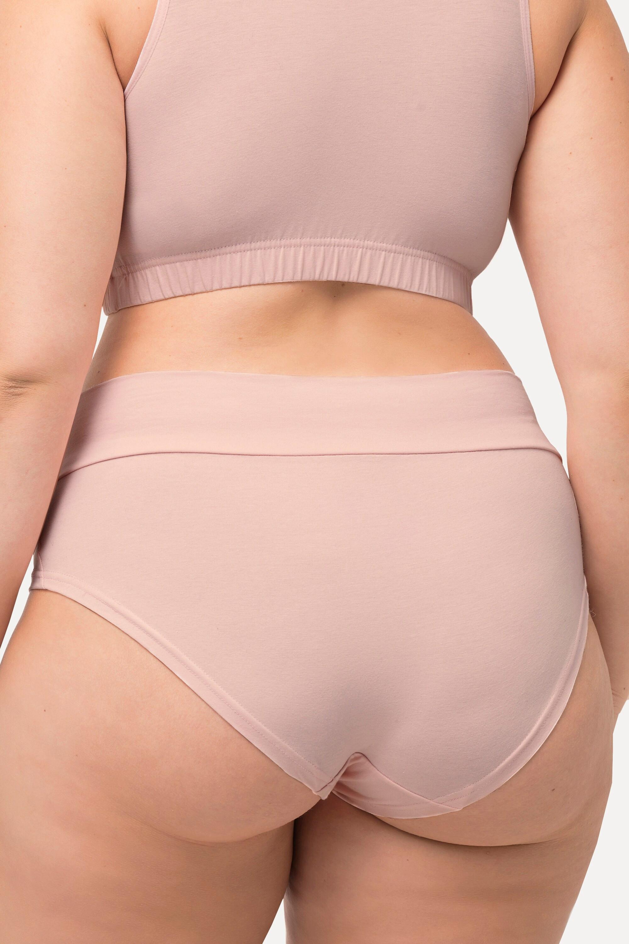 Ulla Popken  Culotte taille haute Bellieva en coton bio certifié GOTS, avec empiècement sur le ventre 