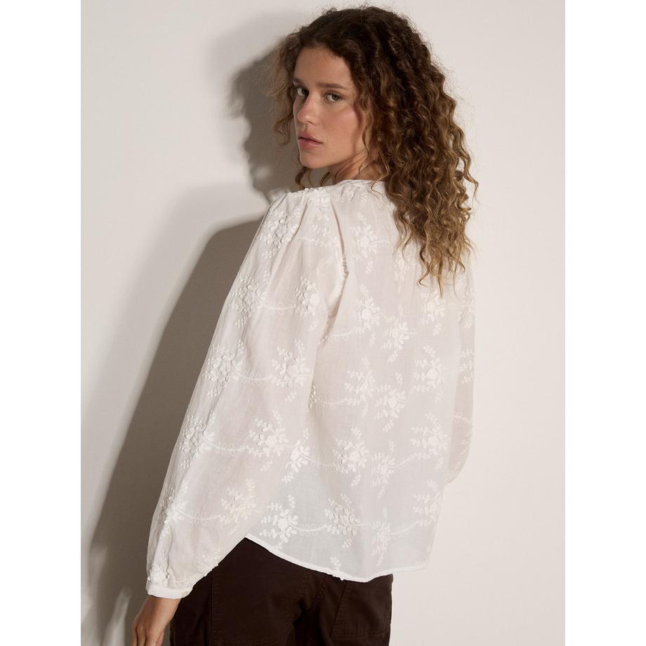 APRICOT  Blouse en coton à motifs floraux brodés 