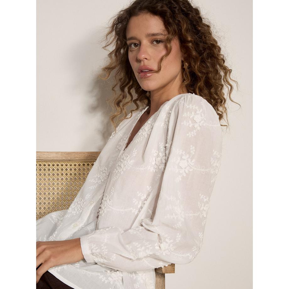 APRICOT  Blouse en coton à motifs floraux brodés 