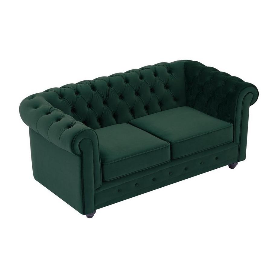 Vente-unique Canapé 2 places en velours vert CHESTERFIELD  