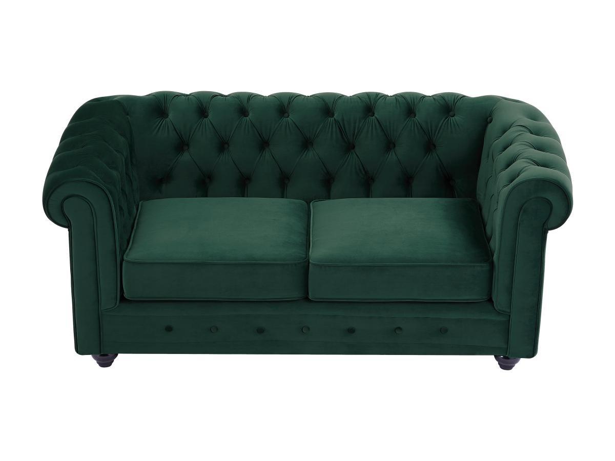 Vente-unique Sofa 2-Sitzer - Samt - Grün - CHESTERFIELD  