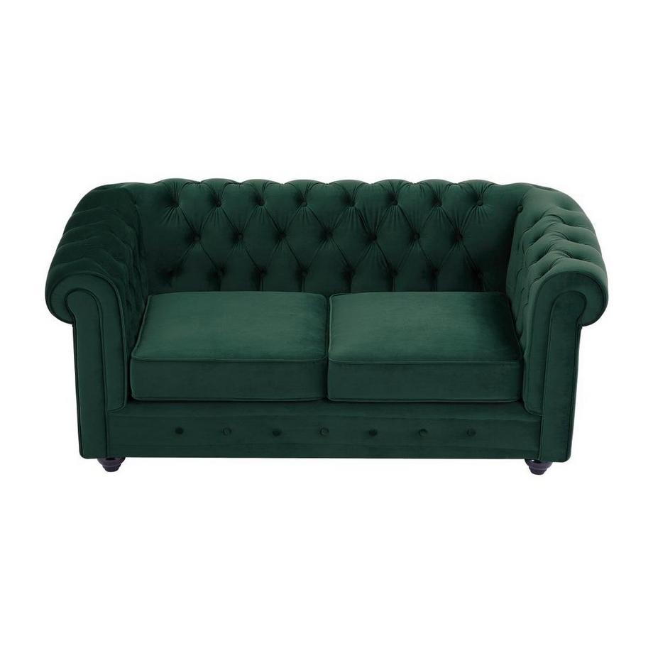 Vente-unique Canapé 2 places en velours vert CHESTERFIELD  