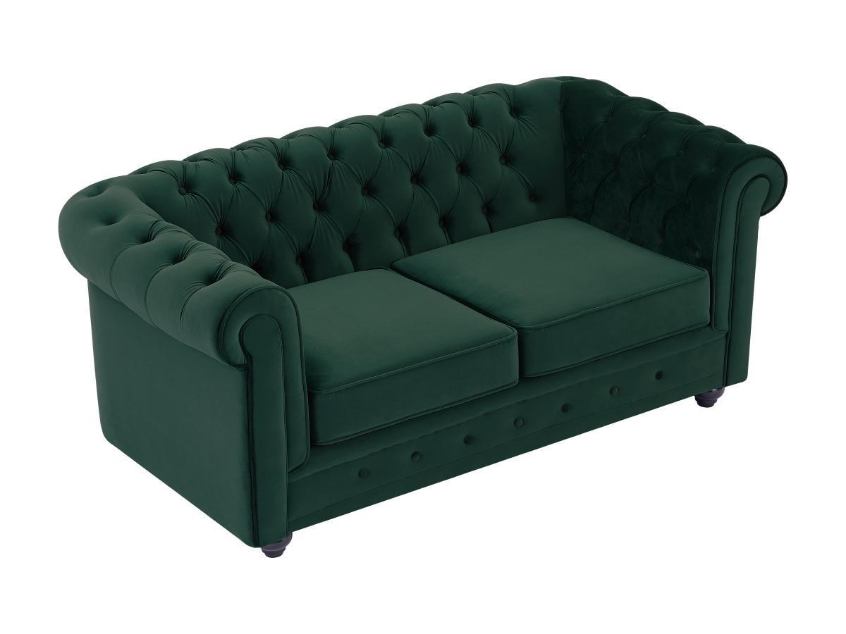 Vente-unique Sofa 2-Sitzer - Samt - Grün - CHESTERFIELD  