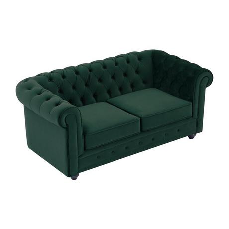 Vente-unique Sofa 2-Sitzer - Samt - Grün - CHESTERFIELD  