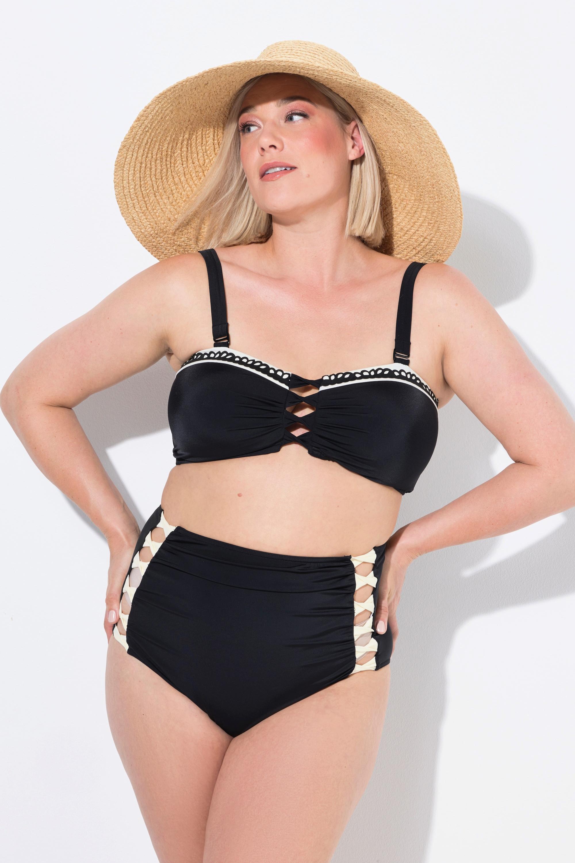 Ulla Popken Bikini Bretelles Fantaisie Bonnets Souples Bretelles Ajustables Taille Haute  