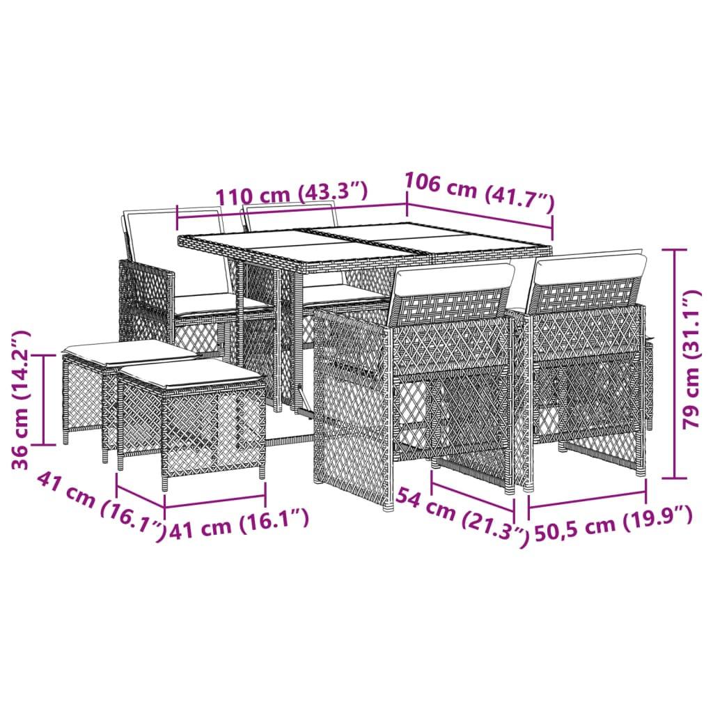 VidaXL Ensemble à manger de jardin rotin synthétique  