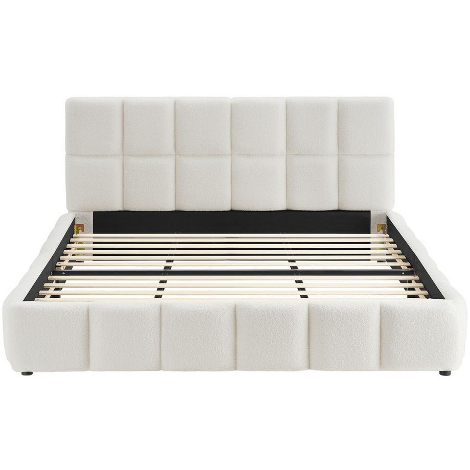 Tectake Lit rembourré Shirley Tissu peluche avec motif matelassé  