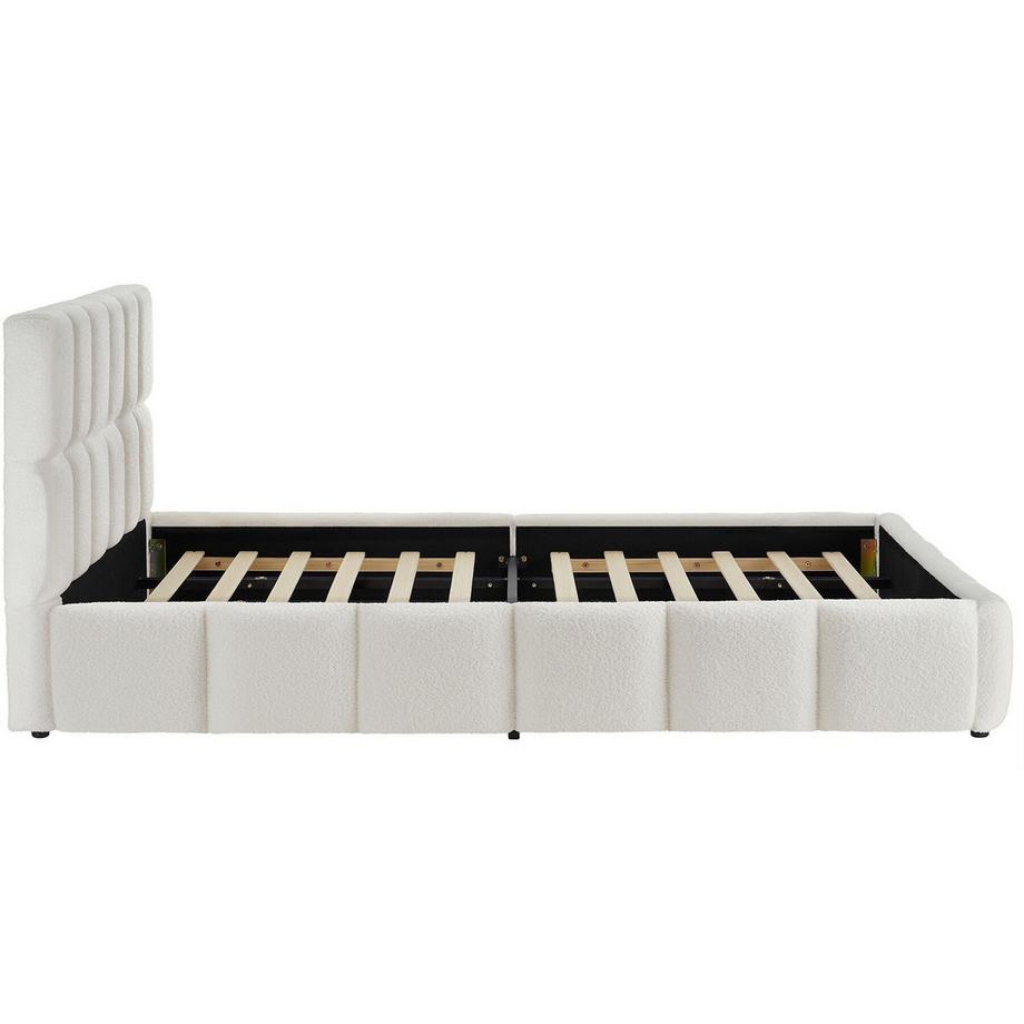 Tectake Lit rembourré Shirley Tissu peluche avec motif matelassé  