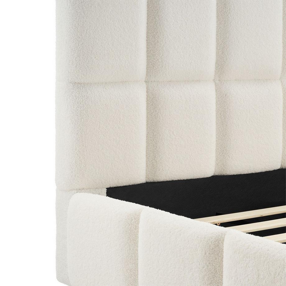 Tectake Lit rembourré Shirley Tissu peluche avec motif matelassé  