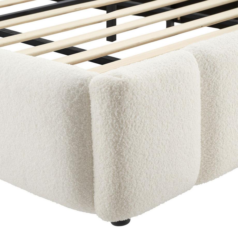 Tectake Lit rembourré Shirley Tissu peluche avec motif matelassé  