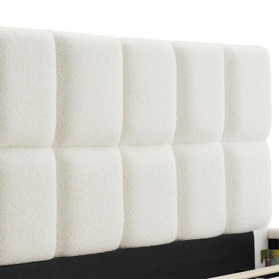 Tectake Lit rembourré Shirley Tissu peluche avec motif matelassé  