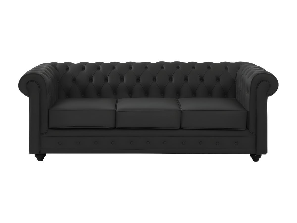 Vente-unique Ledersofa 3Sitzer CHESTERFIELD Büffelleder  