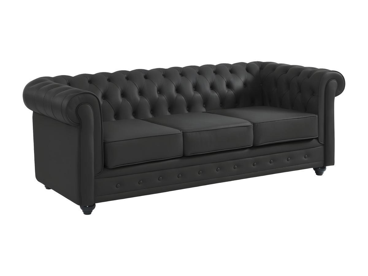 Vente-unique Ledersofa 3Sitzer CHESTERFIELD Büffelleder  