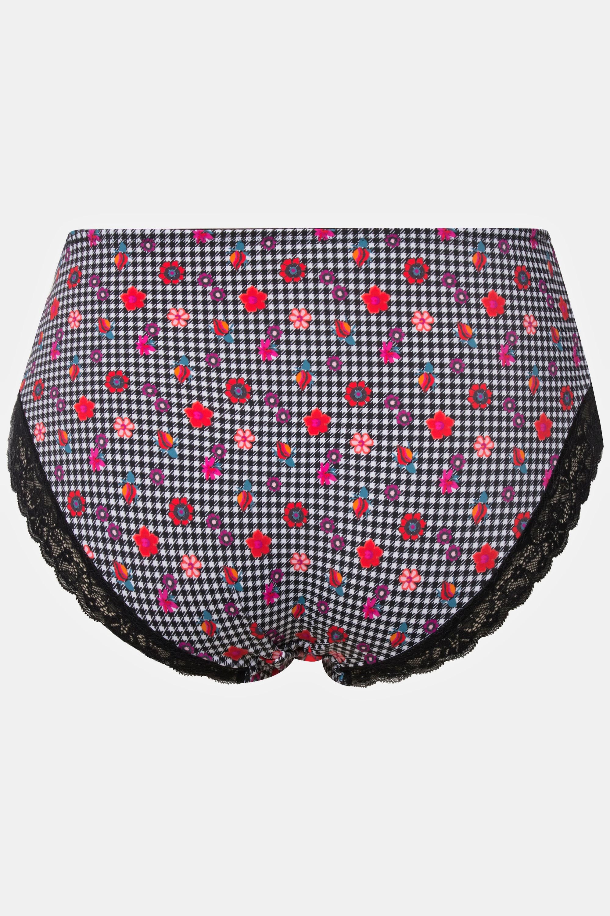 Ulla Popken Slip midi pied-de-poule fiori pizzo  