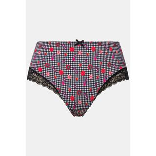 Ulla Popken Slip midi pied-de-poule fiori pizzo  