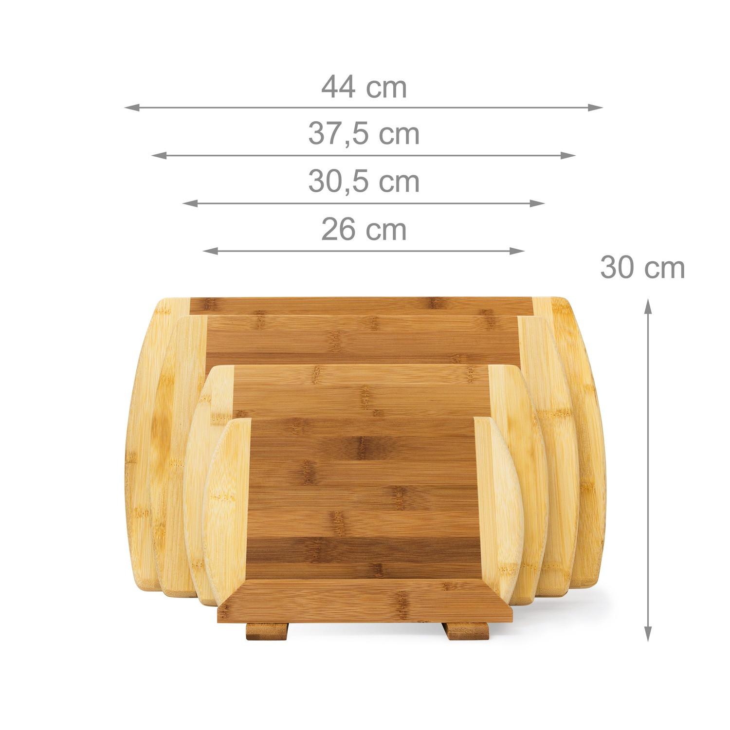B2X Planches à découper en bambou, lot de 4 avec support  