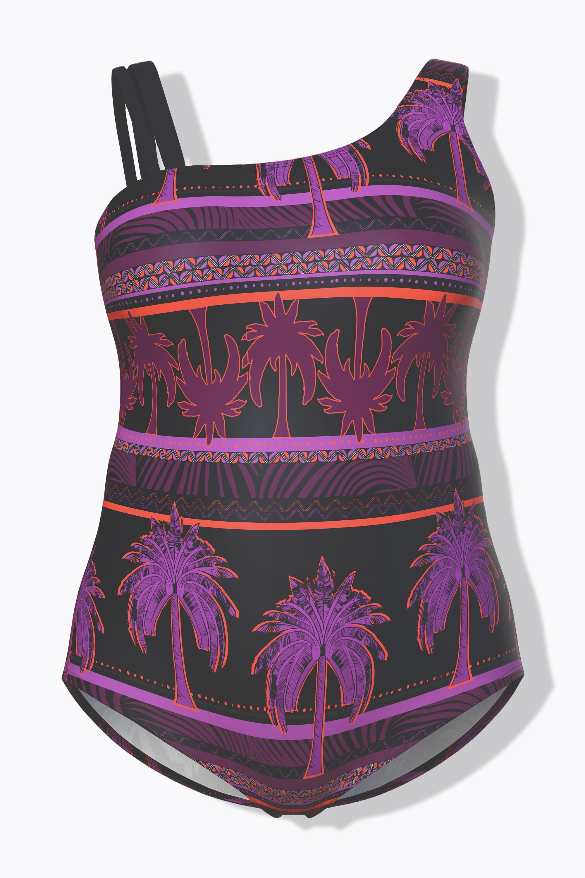 Ulla Popken Maillot de bain Imprimé palmiers Bonnets souples Bretelle double  