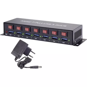 Renkforce 7 Port USB 3 Hub Metall, schaltbar