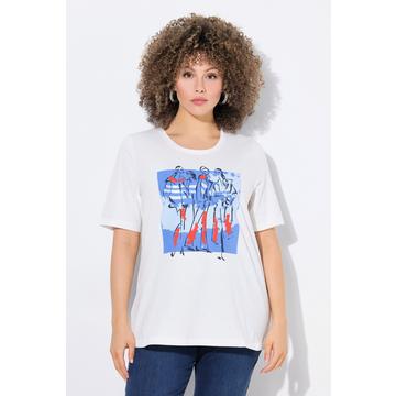 T-shirt classica con modelle, scollo a girocollo e mezze maniche