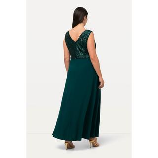 Ulla Popken  Abendkleid, Pailletten, V-Ausschnitt, ärmellos 