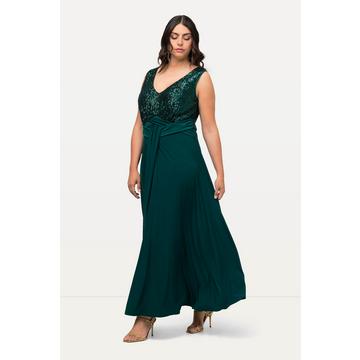 Abendkleid, Pailletten, V-Ausschnitt, ärmellos