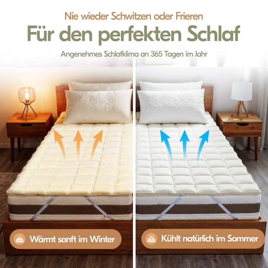 Mara Vital Surmatelas chaud en laine vierge et velours d'agneau  