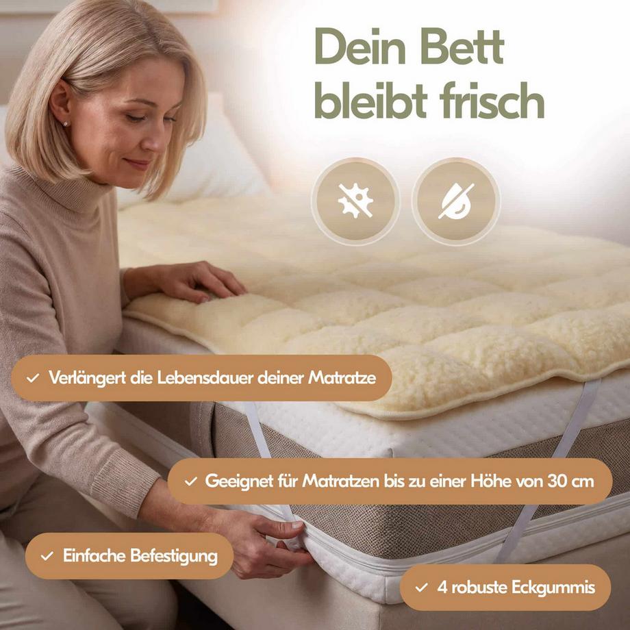 Mara Vital Surmatelas chaud en laine vierge et velours d'agneau  