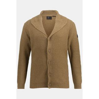 JP1880  Cardigan en laine mélangée. Col châle et patte de boutonnage. 