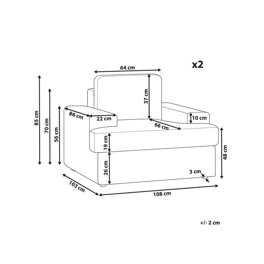 Beliani Lot de 2 fauteuils en Bouclé Traditionnel ALLA  