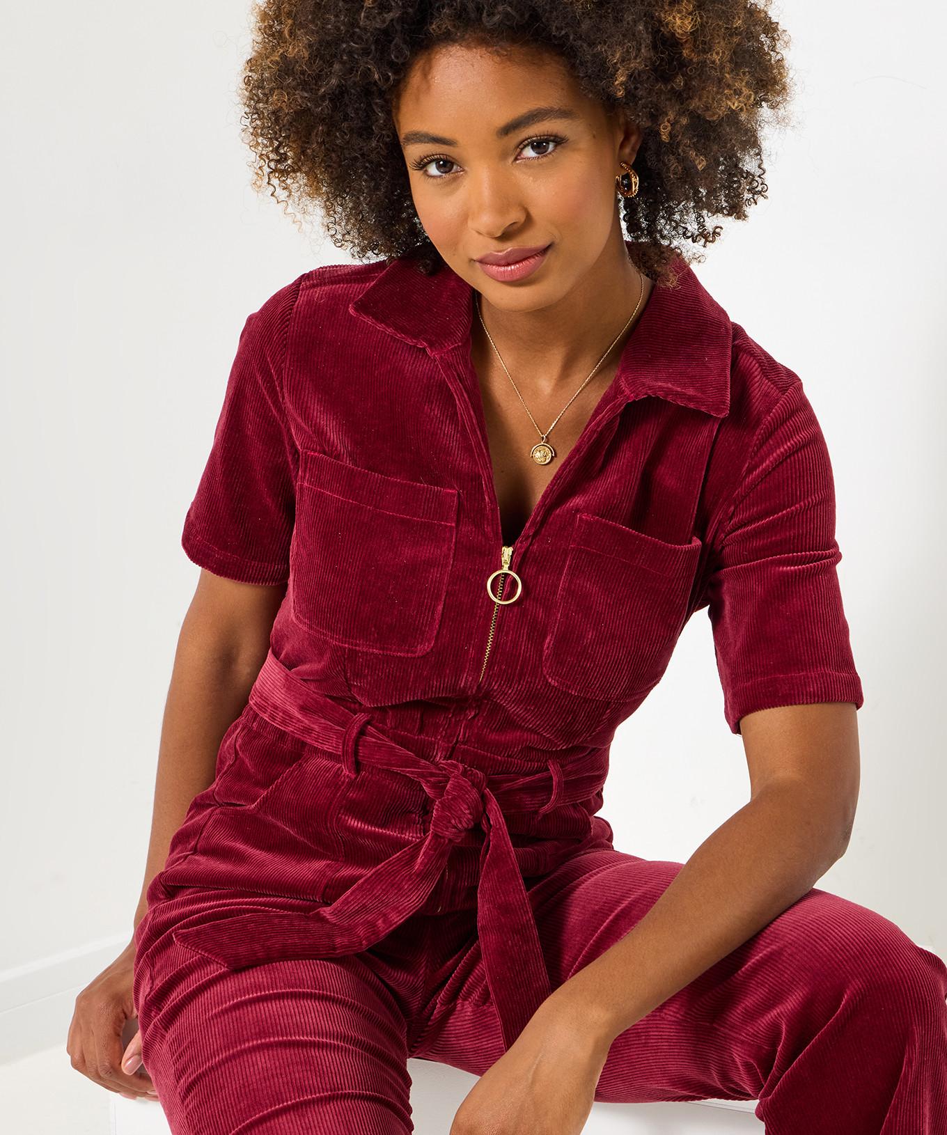 Joe Browns Cord-Jumpsuit Reissverschluss Gürtel Bootcut  