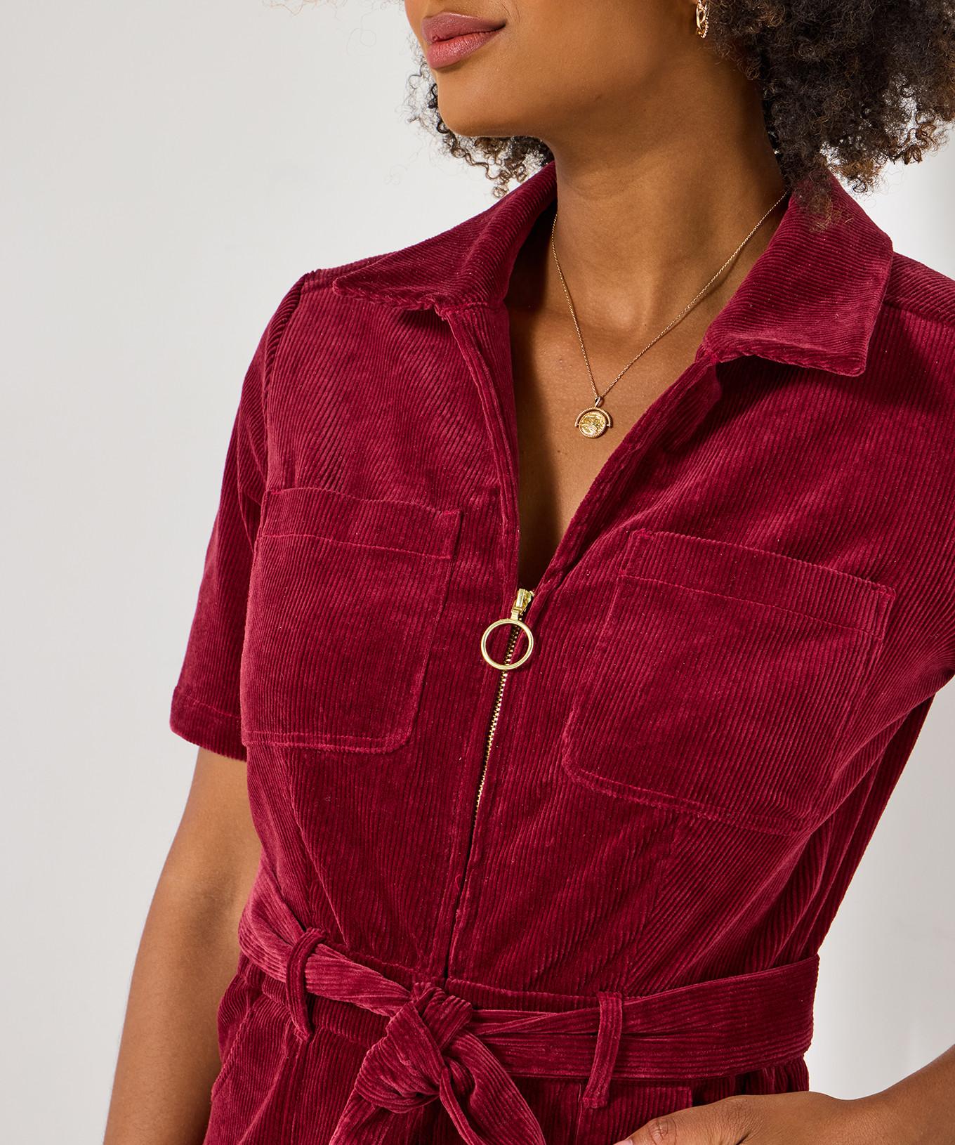 Joe Browns Cord-Jumpsuit Reissverschluss Gürtel Bootcut  