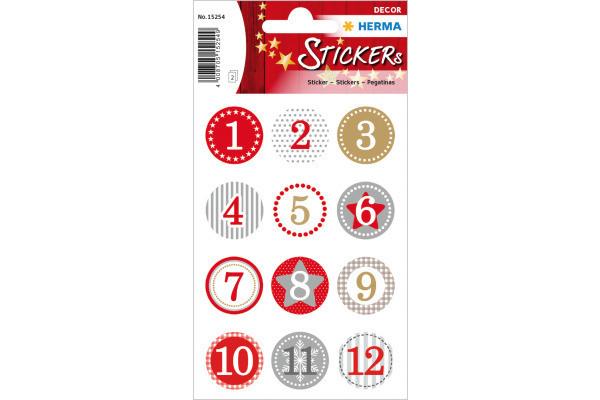 HERMA HERMA Sticker Adventskalender 15254 bunt 24 Stück/2 Blatt  