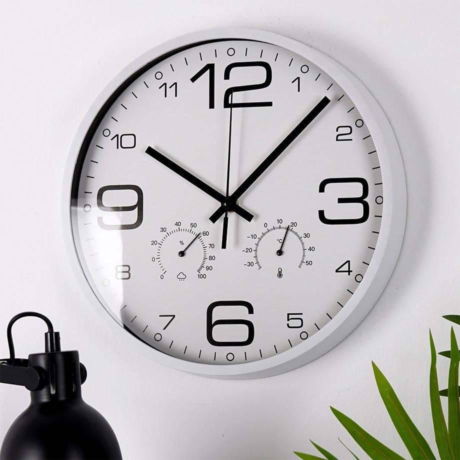 B2X Horloge murale unique de 30 cm avec thermomètre et hygromètre  