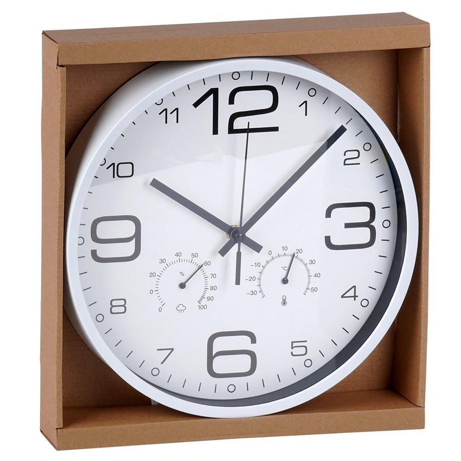 B2X Horloge murale unique de 30 cm avec thermomètre et hygromètre  