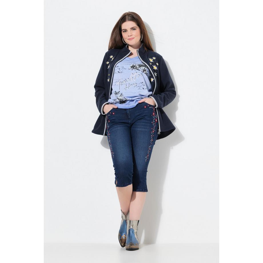 Ulla Popken Corsaire en jean Sarah Broderies Traditionnelles  