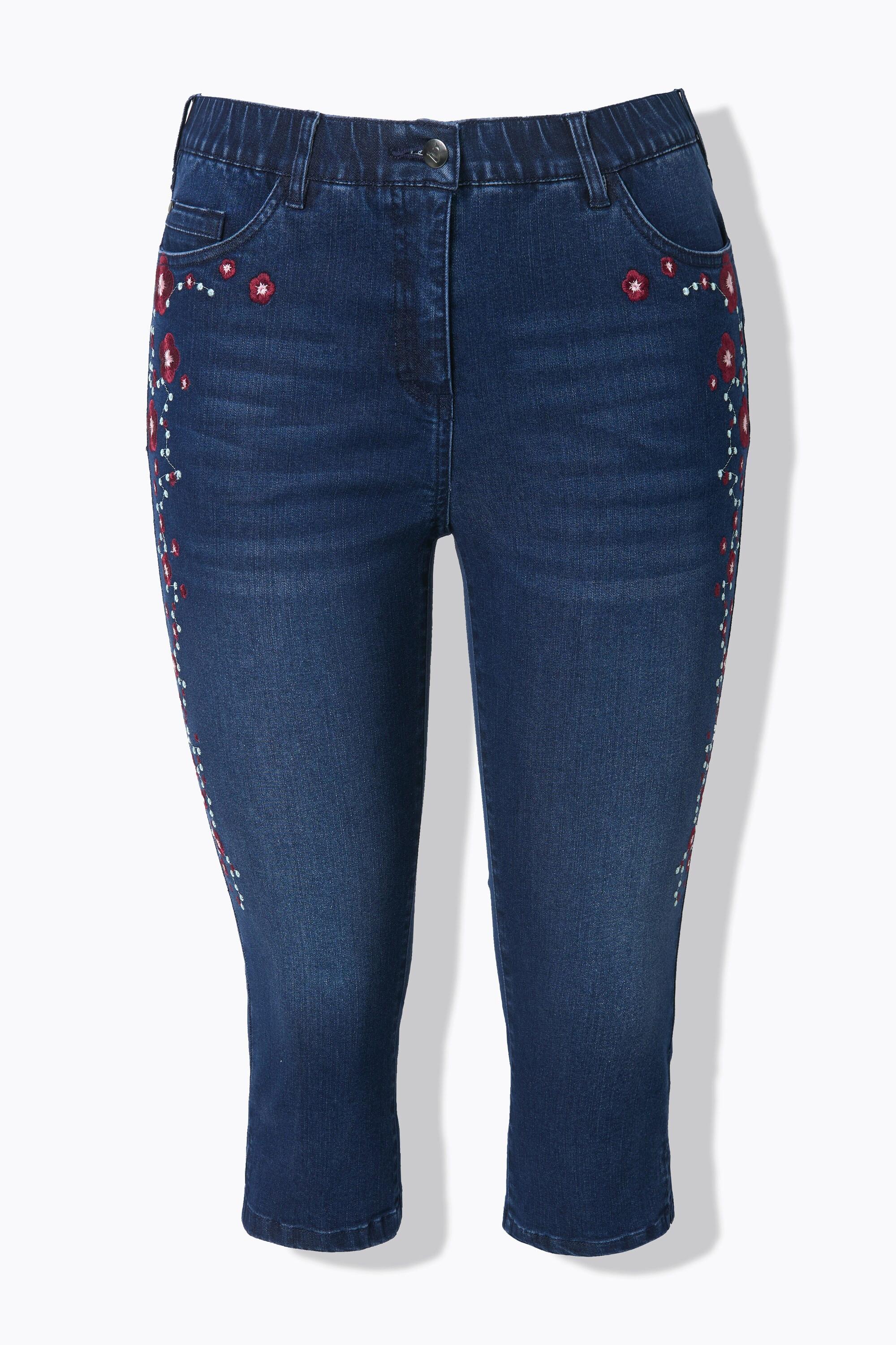 Ulla Popken Jeans Capri Sarah Ricami in stile Tracht Comoda elasticizzazione  