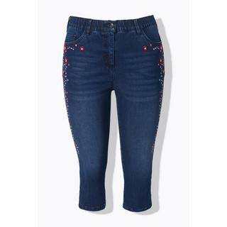 Ulla Popken Jeans Capri Sarah Ricami in stile Tracht Comoda elasticizzazione  