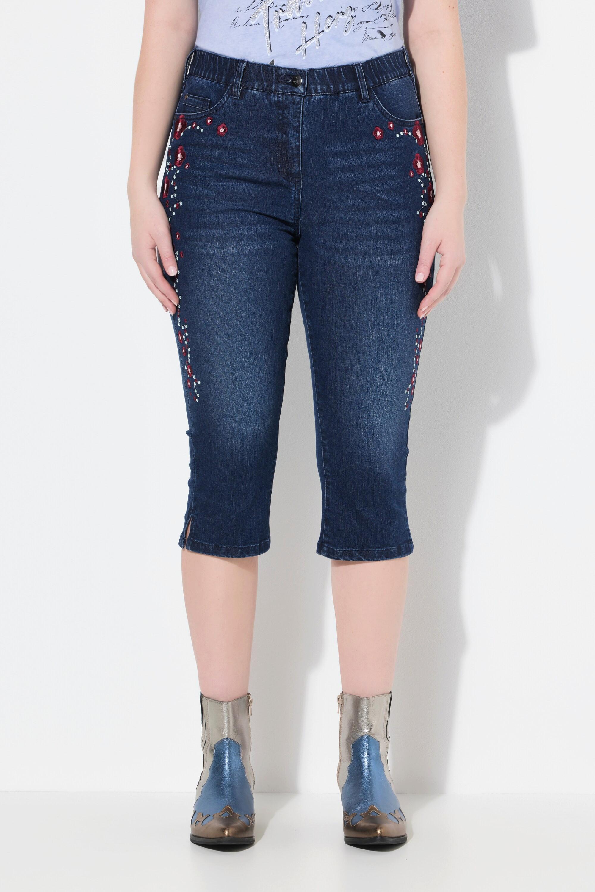 Ulla Popken Jeans Capri Sarah Ricami in stile Tracht Comoda elasticizzazione  