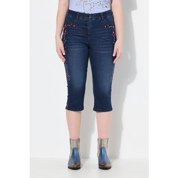 Jeans Capri modello Sarah con ricami in stile Tracht e comoda elasticizzazione