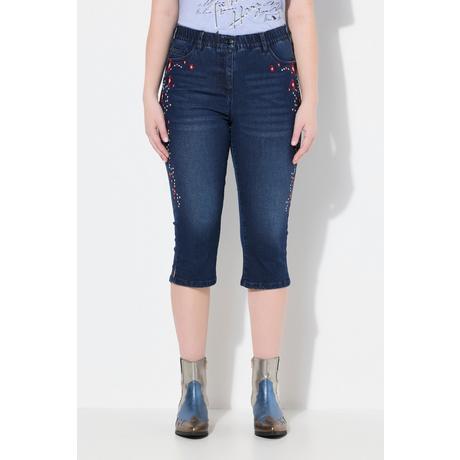 Ulla Popken Jeans Capri Sarah Ricami in stile Tracht Comoda elasticizzazione  
